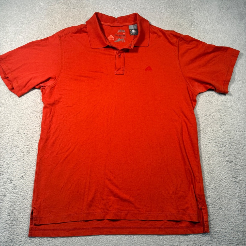 Nike ACG Polo Shirt Mens Large Orange 90s Vintage Organic Cotton Sun Protection